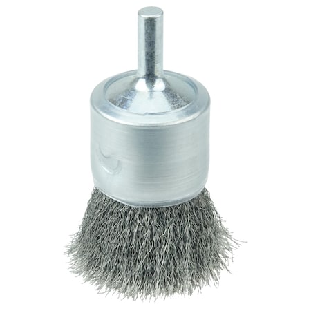 Weiler 1" Coated Cup Crimped Wire End Brush, .006" Steel Fill 11006